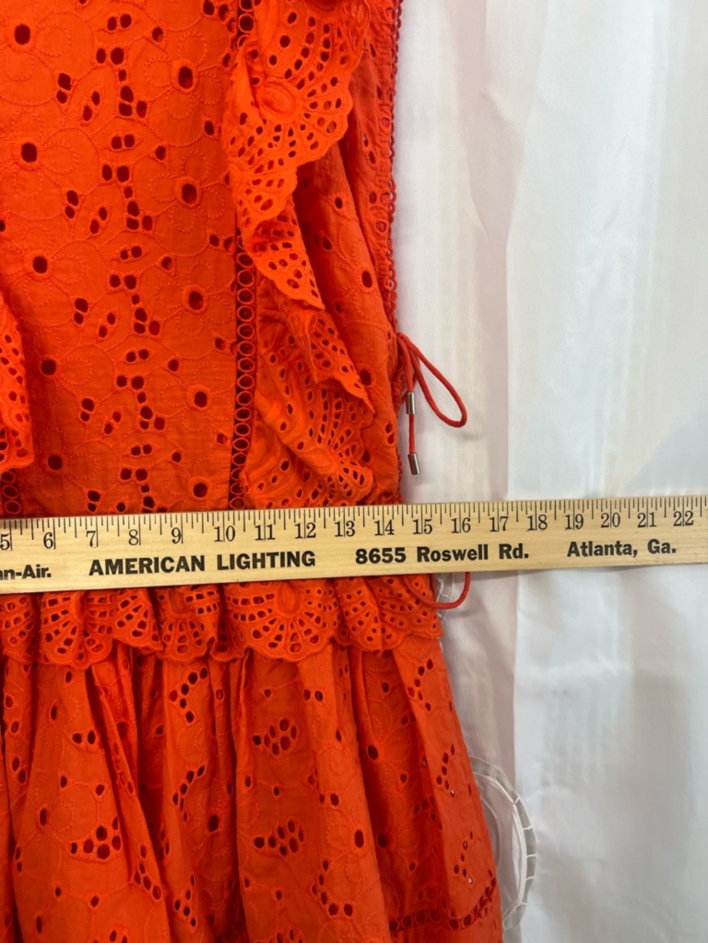 Zimmermann Marisol Eyelet Dress Tomato Orange Ruffle Lace Mini Dress Resort S - Picture 12 of 13